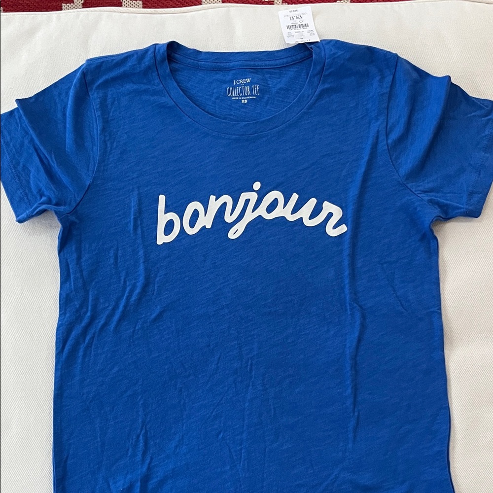 J. Crew Kids Royal Blue Bonjour T-Shirt